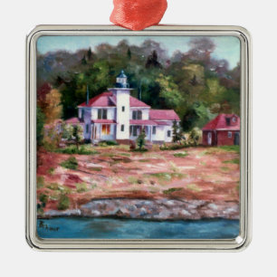 Raspberry Lighthouse Metal Ornament