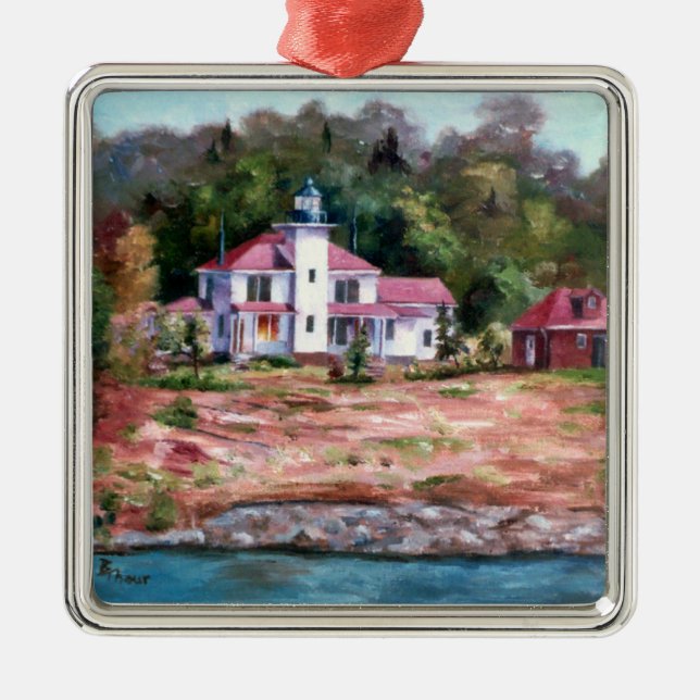 Raspberry Lighthouse Metal Ornament (Front)