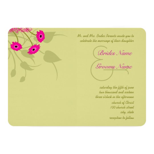 Raspberry Lime Gerbers Wedding Invitations