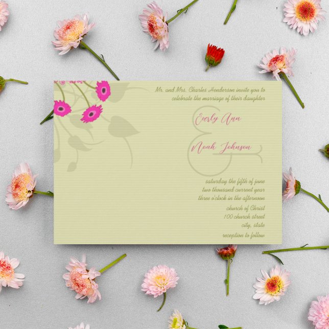Raspberry Lime Gerbers Wedding Invitations (Creator Uploaded)