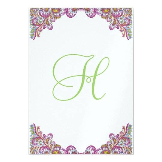 Raspberry & Lime on Ice Paisley Wedding Invitation