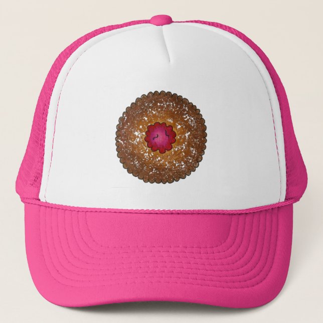Raspberry Linzer Torte Christmas Cookie Baking Trucker Hat (Front)