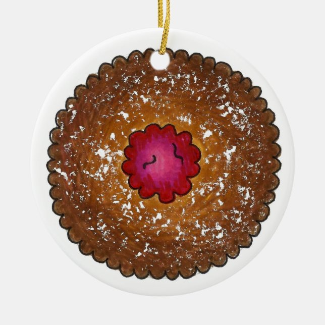 Raspberry Linzer Torte Holiday Christmas Cookie Ceramic Ornament (Front)