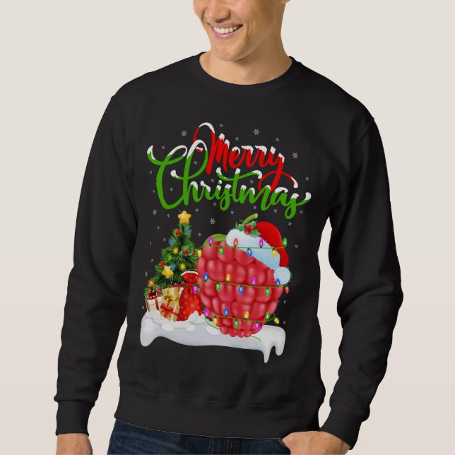 Raspberry Lover Xmas Lighting Santa Raspberry Chri Sweatshirt (Front)