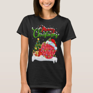 Raspberry Lover Xmas Lighting Santa Raspberry Chri T-Shirt