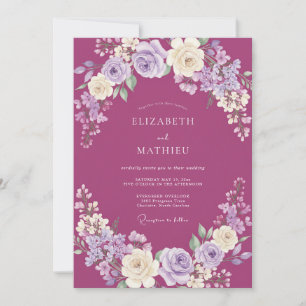 Raspberry Lush Floral Wedding Invitation