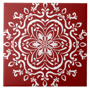 Raspberry Mandala Ceramic Tile