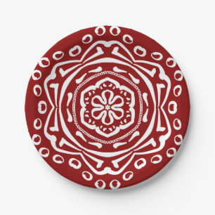 Raspberry Mandala Paper Plate