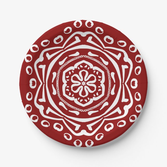 Raspberry Mandala Paper Plate (Front)
