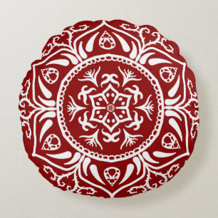 Raspberry Mandala Round Cushion