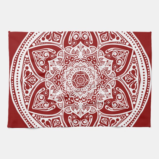 Raspberry Mandala Tea Towel (Horizontal)