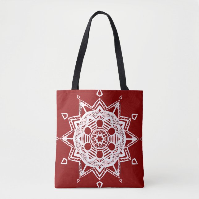 Raspberry Mandala Tote Bag (Front)