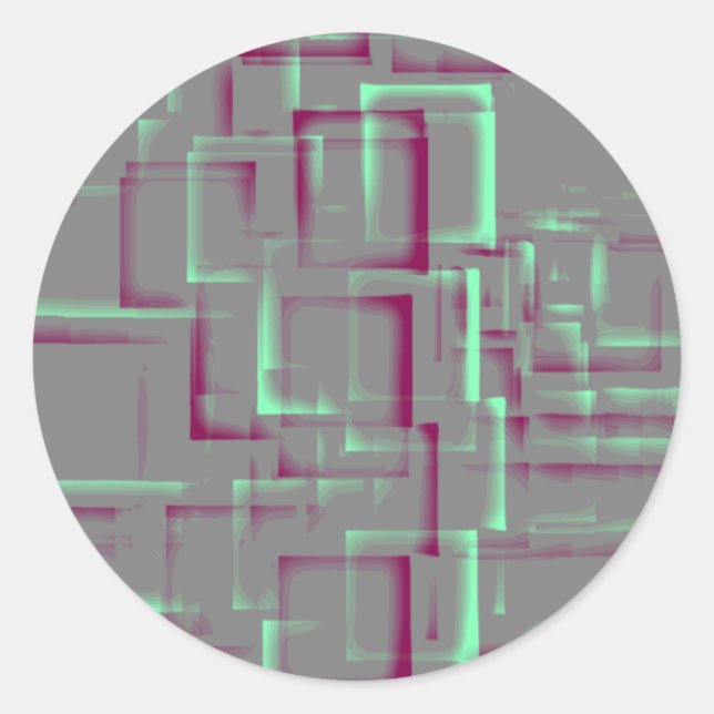 "Raspberry Mint" Geometric Art Classic Round Sticker (Front)