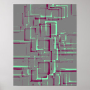 "Raspberry Mint" Geometric Art Poster