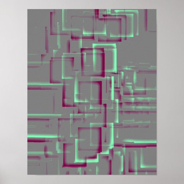 "Raspberry Mint" Geometric Art Poster (Front)