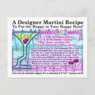 Raspberry Mint Martini Recipe Postcard