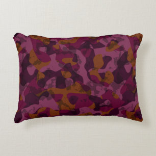 Raspberry, Mulberry, marron and nutmeg camo  Decorative Cushion