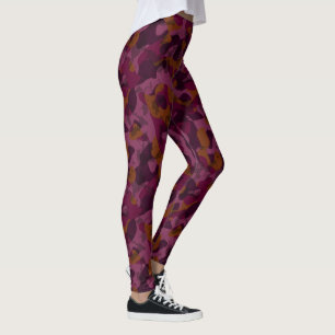 Raspberry, Mulberry, marron and nutmeg camo Leggings