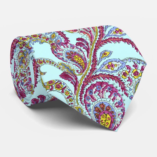Raspberry Paisley Tie (Rolled)