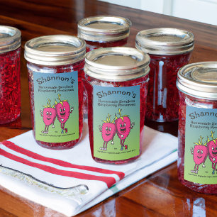 Raspberry Pals Funny Cartoon Jam Pie and More Food Label