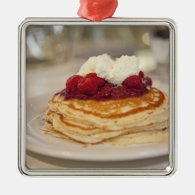 Raspberry pancakes metal tree decoration (Front)