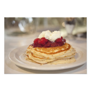 Raspberry pancakes photo print