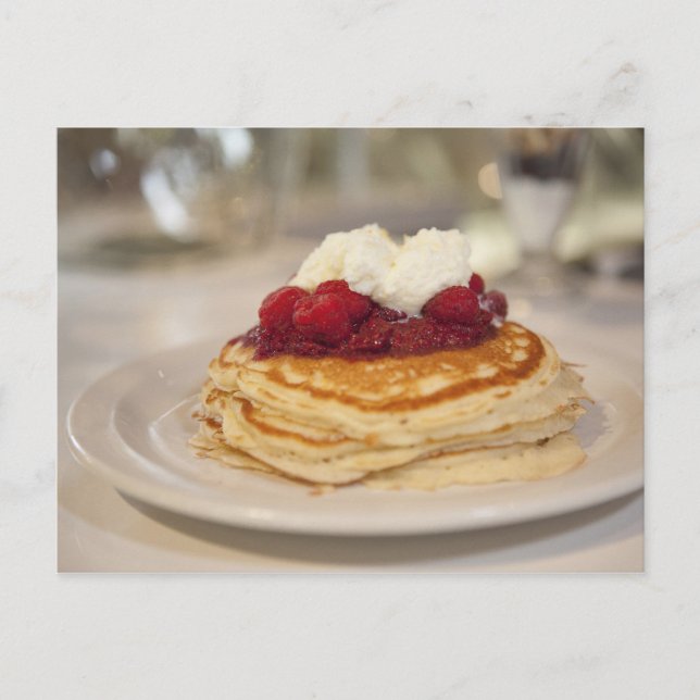 Raspberry pancakes postcard (Front)