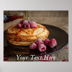 Raspberry Pancakes with Maple Syrup Poster