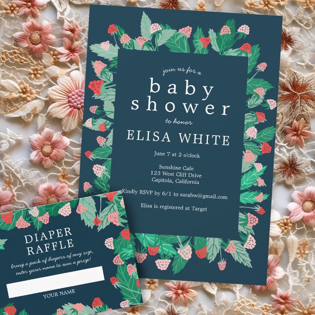Raspberry Patch Cute Colourful CUSTOM BABY SHOWER Invitation (Raspberry Patch Cute Colorful CUSTOM BABY SHOWER Invitation
)