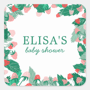 Raspberry Patch Cute Colourful CUSTOM BABY SHOWER Square Sticker