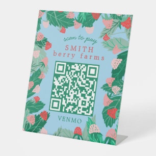 Raspberry Patch SCAN TO PAY CUSTOM QR Code Pedestal Sign
