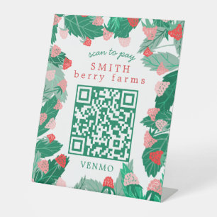 Raspberry Patch SCAN TO PAY CUSTOM QR Code Pedestal Sign