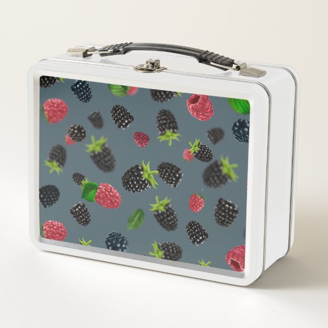 Raspberry Pattern 2 Metal Lunch Box (Front)