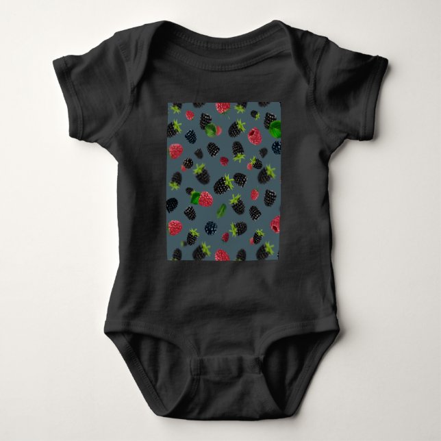 Raspberry Pattern Baby Bodysuit (Front)