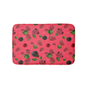 Raspberry Pattern Bath Mat