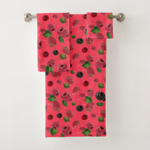 Raspberry Pattern Bath Towel Set