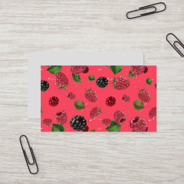 Raspberry Pattern Business Card (Front/Back In Situ)