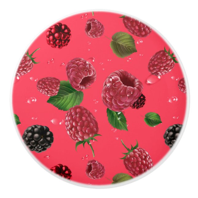 Raspberry Pattern Ceramic Knob (Front)