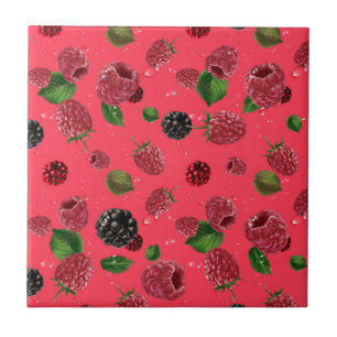 Raspberry Pattern Ceramic Tile