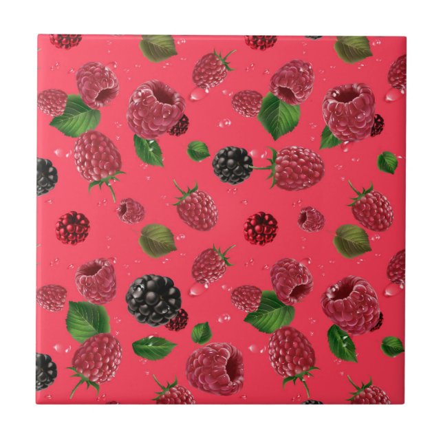 Raspberry Pattern Ceramic Tile (Front)