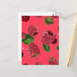 Raspberry Pattern Postcard