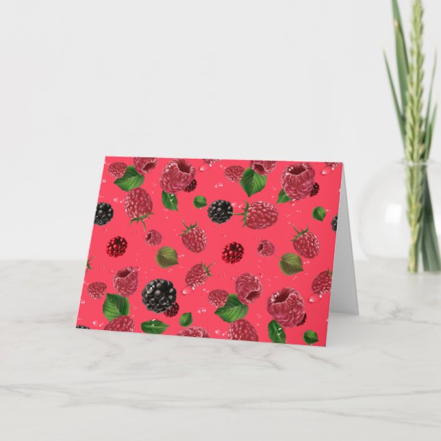Raspberry Pattern Thank You Card (Front)