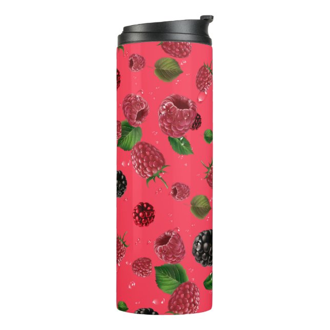 Raspberry Pattern Thermal Tumbler (Rotated Left)