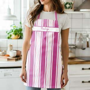 Raspberry - Peony Pink Deckchair Stripe Apron