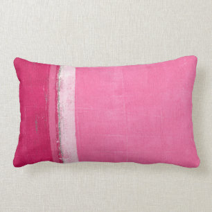 'Raspberry' Pink Abstract Art Lumbar Cushion