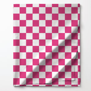 Raspberry Pink and White Chequered Pattern Fabric