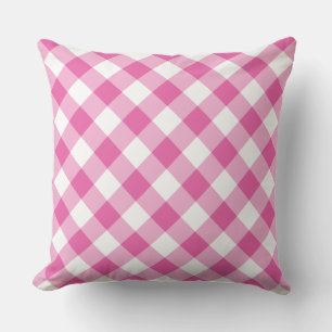 Raspberry Pink and White Jumbo Check Gingham Cushion