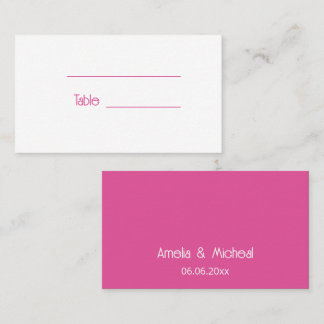 Raspberry Pink and White Place Card