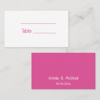 Raspberry Pink and White Place Card