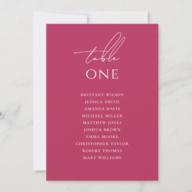 Raspberry Pink Colourful Wedding Seating Chart Invitation (Front)